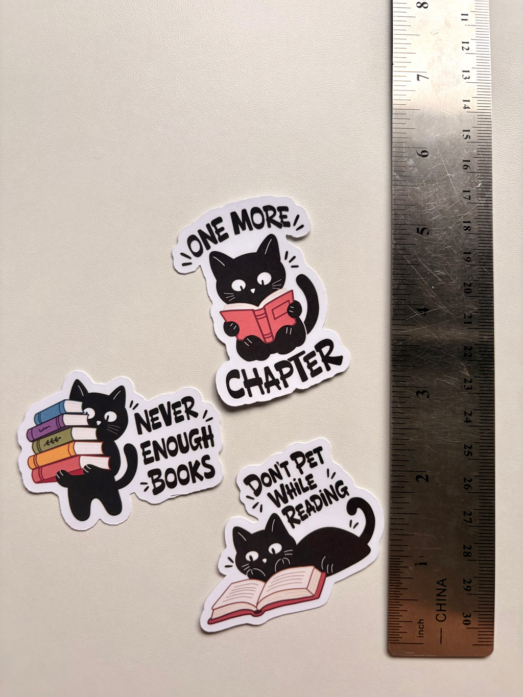 Bookish Black Cat Sticker Pack | Set of 3 Reading Stickers