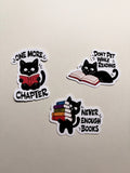 Bookish Black Cat Sticker Pack | Set of 3 Reading Stickers